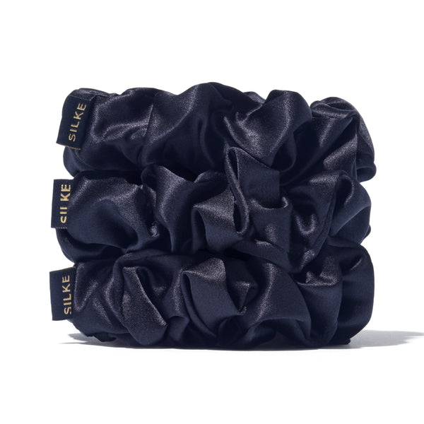 SILKE LARGE SCRUNCHIES - BLACK