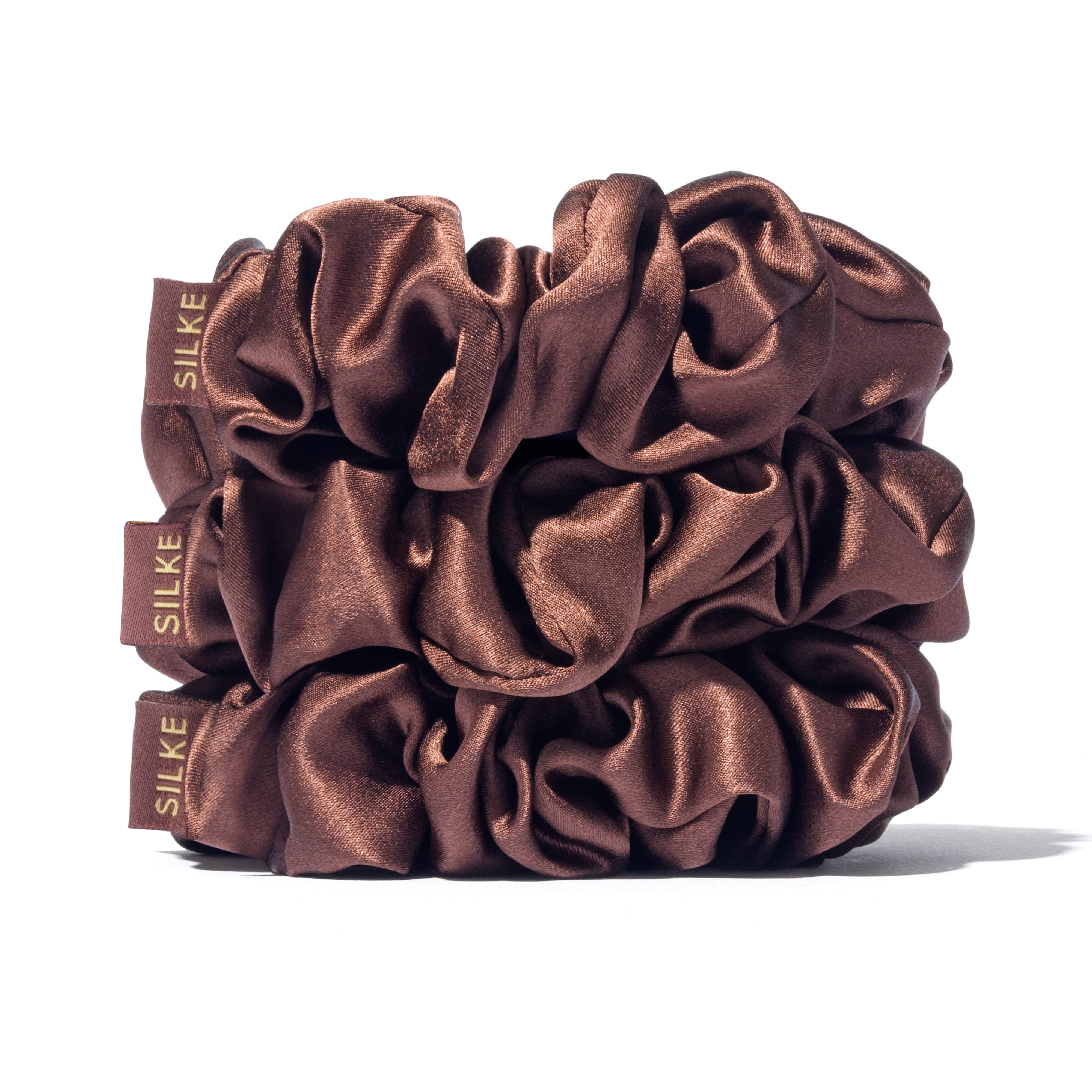 SILKE LARGE SCRUNCHIES - BROWN